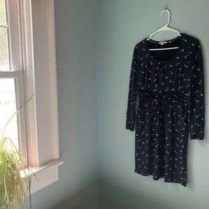 Boden Long-sleeved dress with lock/key print
